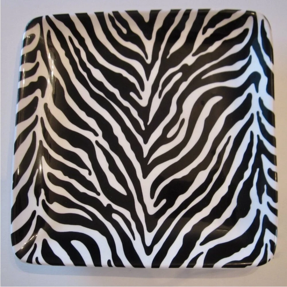 Set of 4 Zebra Plates Pier 1 Imports, 6” Excellent, Like New Condition.